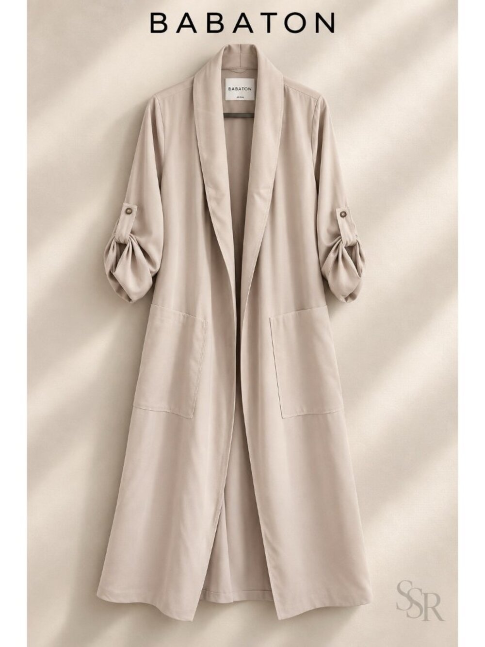 Babaton Aritzia Kahlo Robe Studio Drape Long Duster Jacket Taupe S